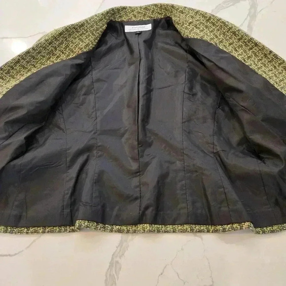 Tahari Arthur S. Levine Womens Tweed Open Blazer Green Size 14 - Picture 6 of 11